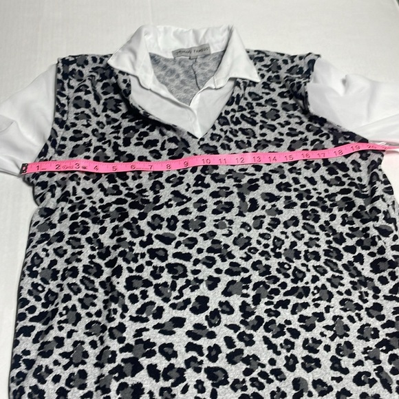 Absolutely Famous Leopard Print Gray & White Collared Blouse Women’s XL - Picture 6 of 8